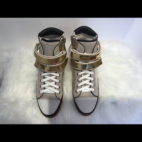 🎁 MAJE NIB GOLD HIGH TOP SNEAKERS SIZE 8 🎁 - Picture 7 of 12